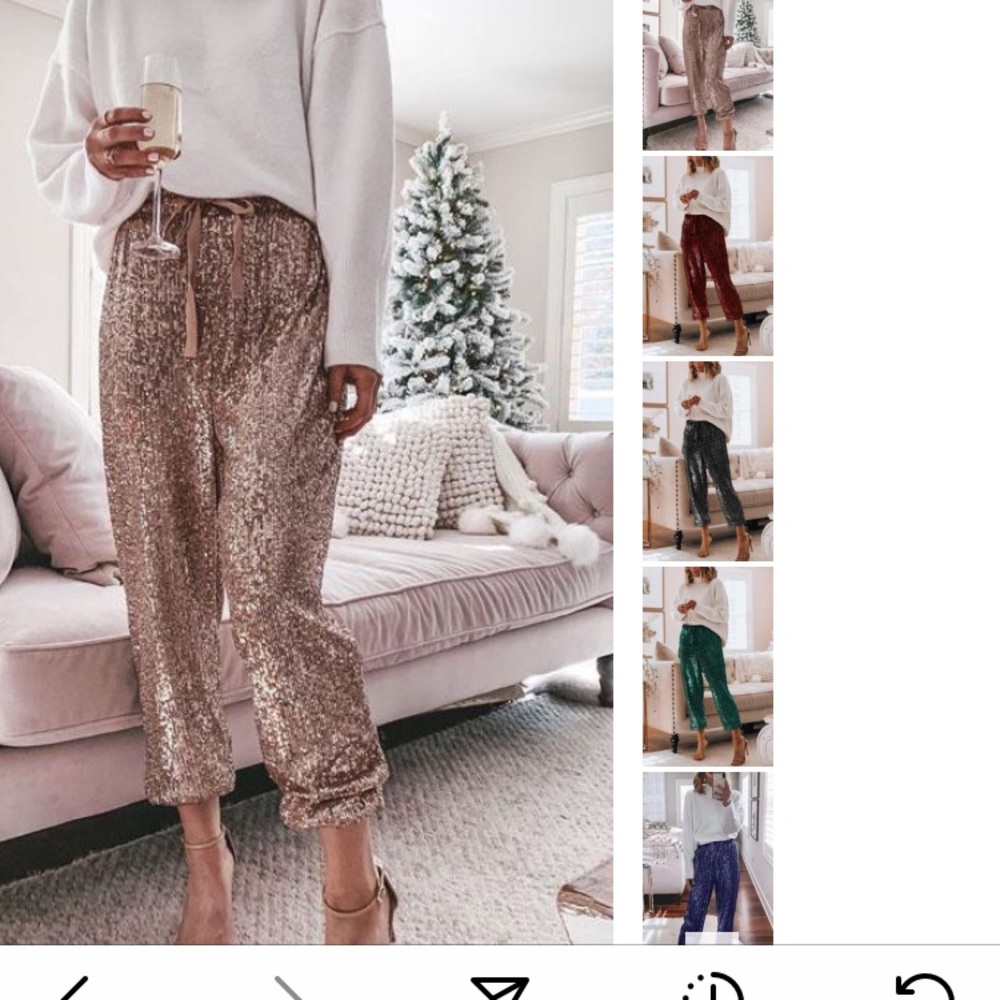 Rose Gold sequined joggers, NWOT, size medium